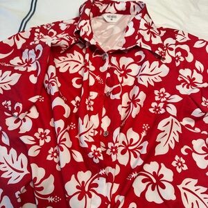 Amazon Red and White Floral Men's Polo Shirt